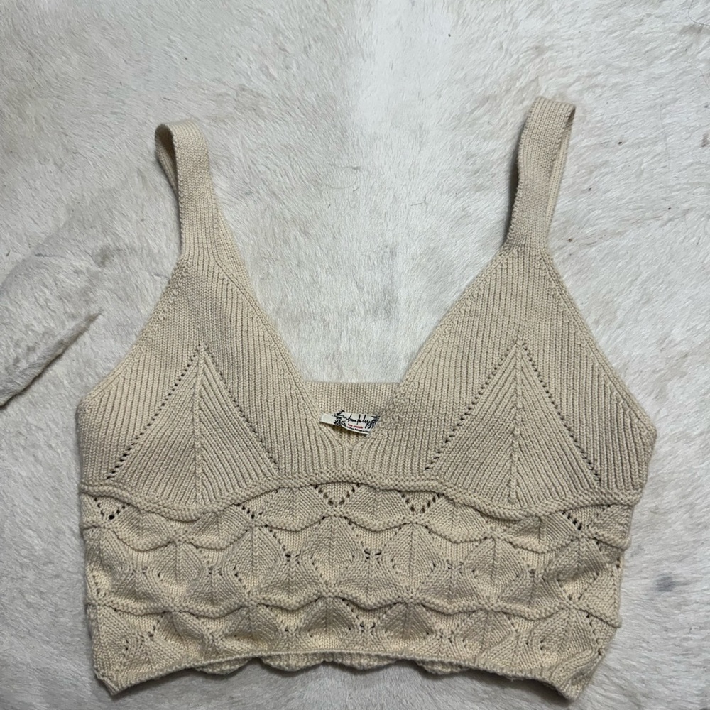 Free People Cream Knit Sweater
